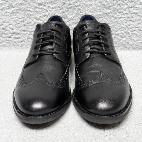 Cole Haan Grand+ Plus DRS Wingtip Mens Size 8.5 Oxford Dress Shoes Black Leather - Picture 2 of 9